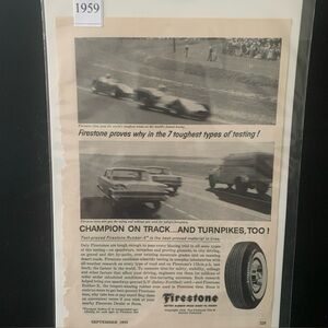 Vintage 1959 Firestone Tires Champion On Track and Turnpikes Ad Advertisement
